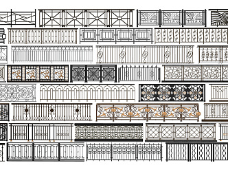 European style railing wrought iron railing outdoor railing combination 3d model