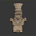 Traditional Ancient Terracotta Human Figure Sculpture With Headdress And Necklace Decoration