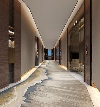 New Chinese Elevator Hall Hotel Aisle Elevator Hall 3d model