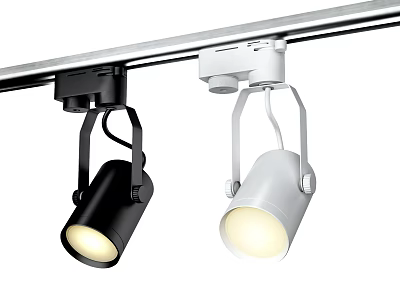Modern Track Mounted Black And White Downlights And Spotlights Illuminated Design Lamps 3d model
