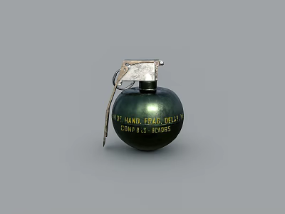 Military Hand Grenade Weapon With Fuse Mechanism And Metal Body Marked L5222020 3d model
