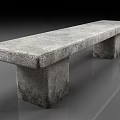 Outdoor Stone Bench With Rough Textured Surface And Sturdy Legs 3d model