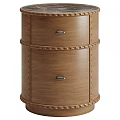 Modern Wooden Bedside Table With Round Design And Decorative Drawer Trim