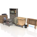 Vintage Storage Furniture Collection With Cabinet Trunk Cart Shelf And Woven Basket