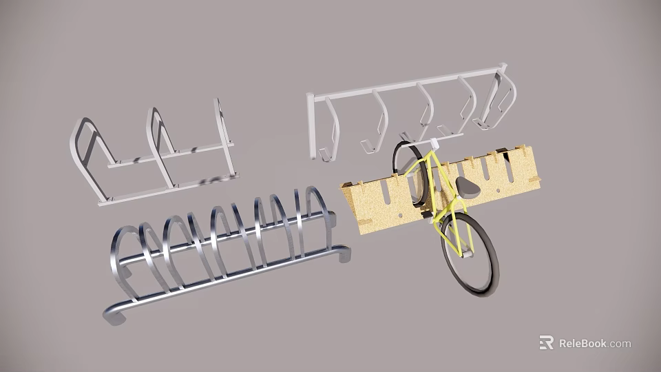 Bicycle Parking Racks With Metal And Wooden Designs For Secure Storage 3d model 