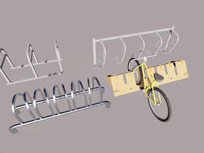 Bicycle Parking Racks With Metal And Wooden Designs For Secure Storage 3d model