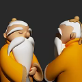 Decorative Ornament Set Of Three Figurines With Yellow Robes White Beards And Topknots