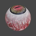 Game Movie Character Detailed Eyeball Design With Red Iris Gold Pupil and Textured Sclera