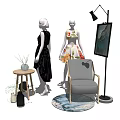 Modern Model Furniture Combination Furniture Table and Chair Shelf 3d model