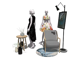 Modern Model Furniture Combination Furniture Table and Chair Shelf 3d model