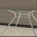 Modern Round Glass Top Side Table With Geometric Metal Legs 3D Model Design