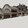 Ancient Architecture Models Featuring Traditional Chinese Style Various Roof Structures And Courtyard Designs