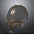 Classic Medieval Silver Metal Helmet With Leather Straps Face Mask And Gold Rivets