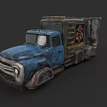 Old Blue Rusty Vintage Truck With Weathered Exterior And Decorative Logo