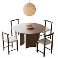 Modern Dining Table and Chair Combination Round Dining Table Dining Chair Chandelier 3d model