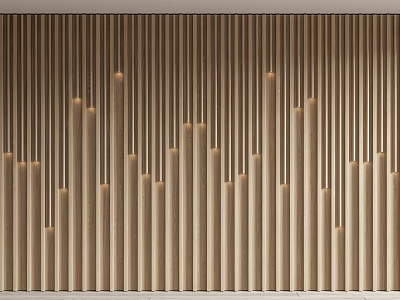 Modern Wooden Slat Wall Panels With Vertical Light Tone Design For Interior Decoration 3d model
