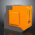 Rustic Orange Industrial Metal Container With FULL Label And Square Design
