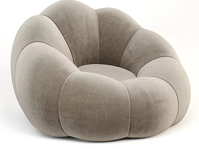 Modern Light Gray Single Sofa With Round Design And Soft Fabric 3d model