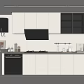 Modern Kitchen Interior Design With White Cabinets Black Appliances And Countertop