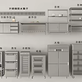Commercial Kitchen Setup With Stainless Steel Equipment Shelves Worktables Refrigerators Freezers And Ovens