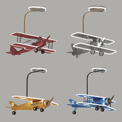 Unique Collection of Colorful Vintage Airplane Shaped Chandeliers for Decorative Lighting Fixtures 3d model