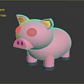 Pink Piggy Bank Toy With Blue Eyes And Shiny Surface Design