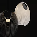 Modern Black And White Oval Pendant Lights With Striped Glass Shades