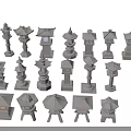 Various Stone Outdoor Lights with Traditional Japanese Lantern Designs for Garden Decor