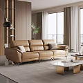 Modern Simple Multi-Person Sofa Casual Sofa Leather Sofa Leather Sofa Straight Row Sofa Electric Functional Sofa 3d model