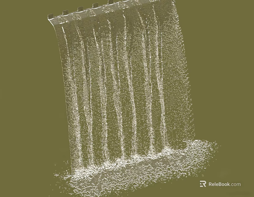 Serene Garden Landscape Featuring Cascading Water Vertical Streams And Splashing Base Design 3d model 