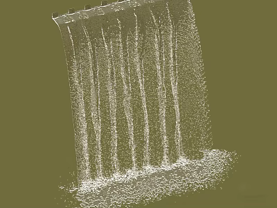 Serene Garden Landscape Featuring Cascading Water Vertical Streams And Splashing Base Design 3d model