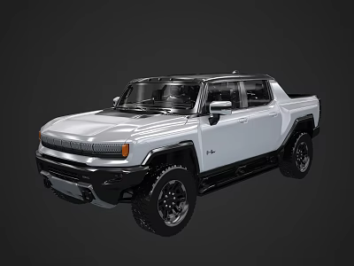 White Modern Pickup Truck With Double Cab And Spacious Cargo Bed 3d model