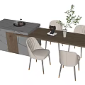 Modern Dining Table and Chair Combination 3d model