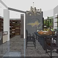 Tobacco and Liquor Store Interior With Counter Display Cases And Shelves Of Cigarettes And Wines