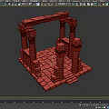 Ancient Carved Stone Architectural Structure With Columns Base Platform And Steps