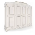 Elegant White Classical Wardrobe With Ornate Carved Details And Multiple Panel Doors