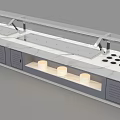 Modern Hot Pot Restaurant Self Service Condiment Bar With Marble Countertop And Storage Cabinets
