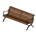 Outdoor Wooden Slat Bench With Black Metal Frame For Garden Park Seating