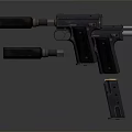 Black Tactical Pistols With Silencers And Ergonomic Grips On Dark Background