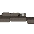 Modern Beige Multi Seater Sofa With Plush Cushions And Modular Design 3d model