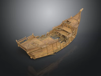 Ancient Wooden Sailing Ship Model As Traditional Water Transport With Detailed Deck And Hull 3d model