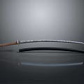 Traditional Japanese Katana With Curved Blade Wrapped Handle And Black Sheath