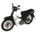 Black and White Scooter Style Motorcycle With Black Seat Wheels and White Body