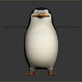 Cartoon Penguin Character With Black And White Body Orange Beak And Open Wings