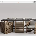 Modern Wooden Table and Chair Set with Backrests and Comfortable Seat Cushions