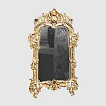 Golden Ornate Carved Mirror With Intricate Decorative Frame For Vintage Home Decor
