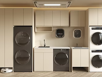 Washing Machine Cabinet Balcony Cabinet Dryer Drum Washing Machine Intelligent Clothes Hanger Sweeping Robot 3d model