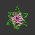Abstract Star Geometric Structure with Yellow Pink Blue Lines and White Nodes on Reflective Gray Background