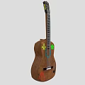 Wooden Acoustic Guitar With Decorative Clover And Fleur De Lis Painted Art Supplies Designs