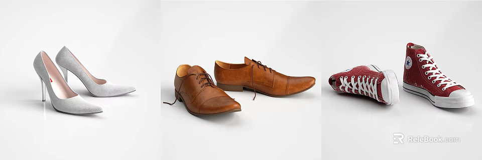Men's Brown Leather Lace Up Shoes With Classic Formal Design Style 3d model 